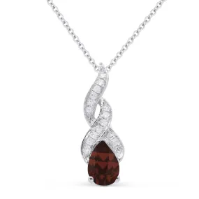 0.45ct Garnet 16"Pendant Necklace in 14K White Gold