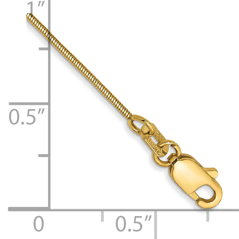 14k .8mm Round Snake Chain Anklet