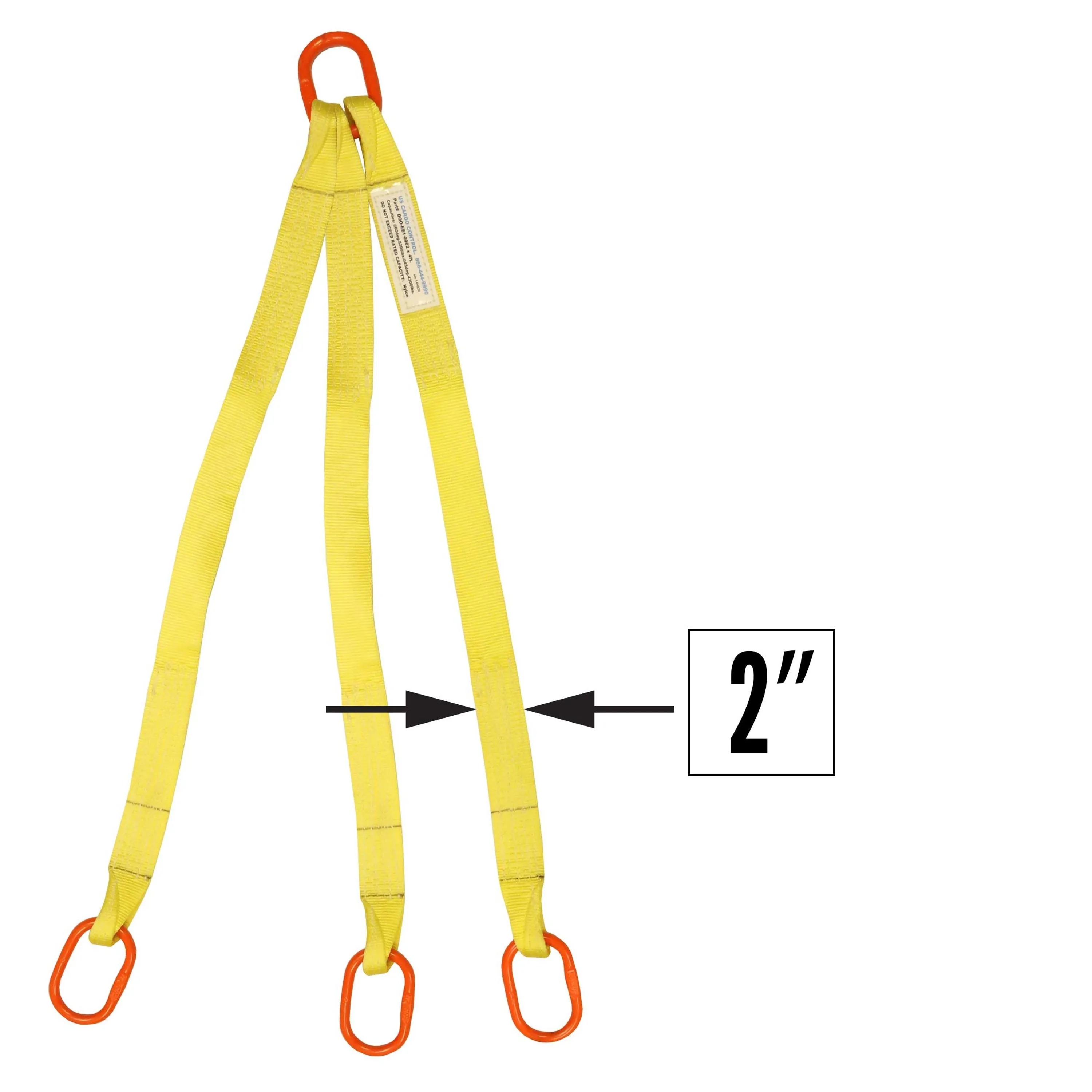 2"x4' (2 ply) Triple Leg Nylon Sling w/ Master Link Both Ends