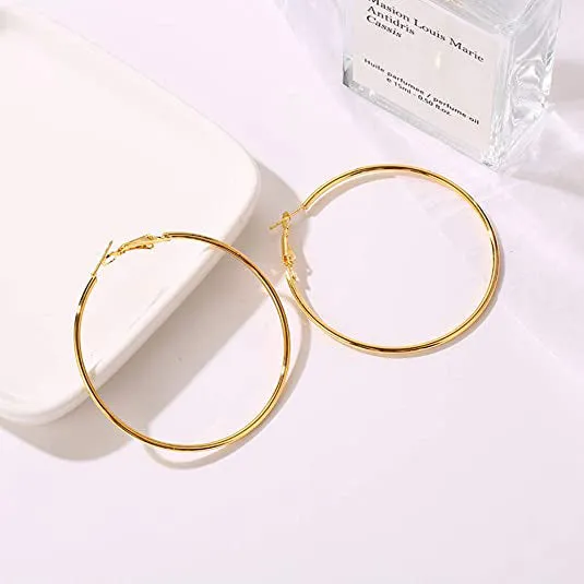 3-Pairs: Big Hoop Earrings