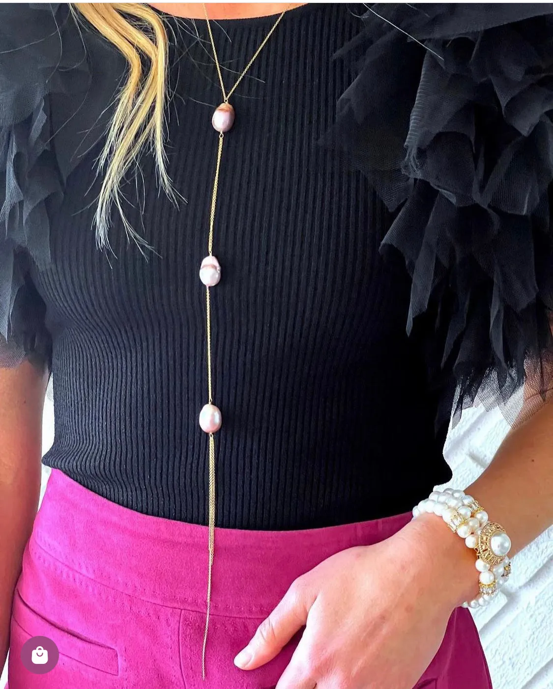 3 Pearl Tassle Necklace