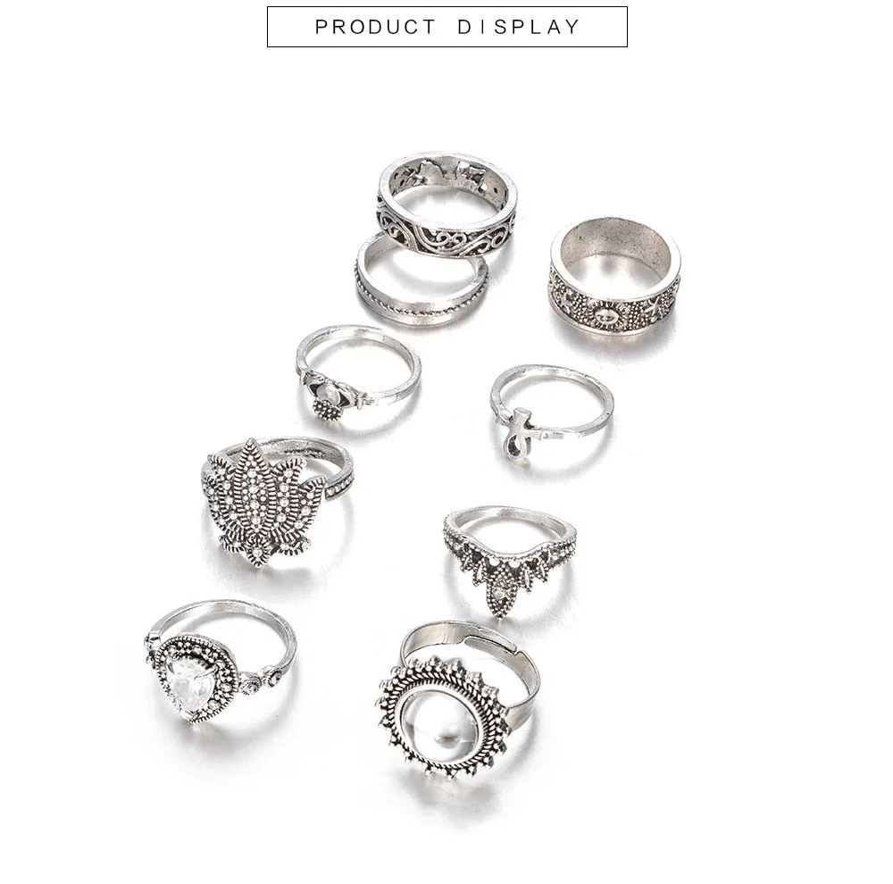 9 Piece Boho Ring Set