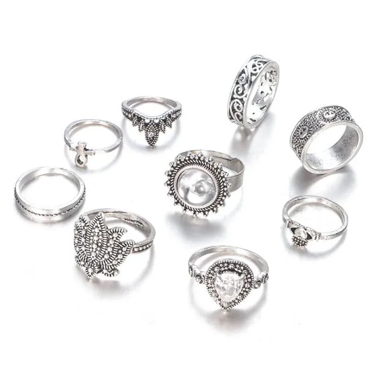 9 Piece Boho Ring Set