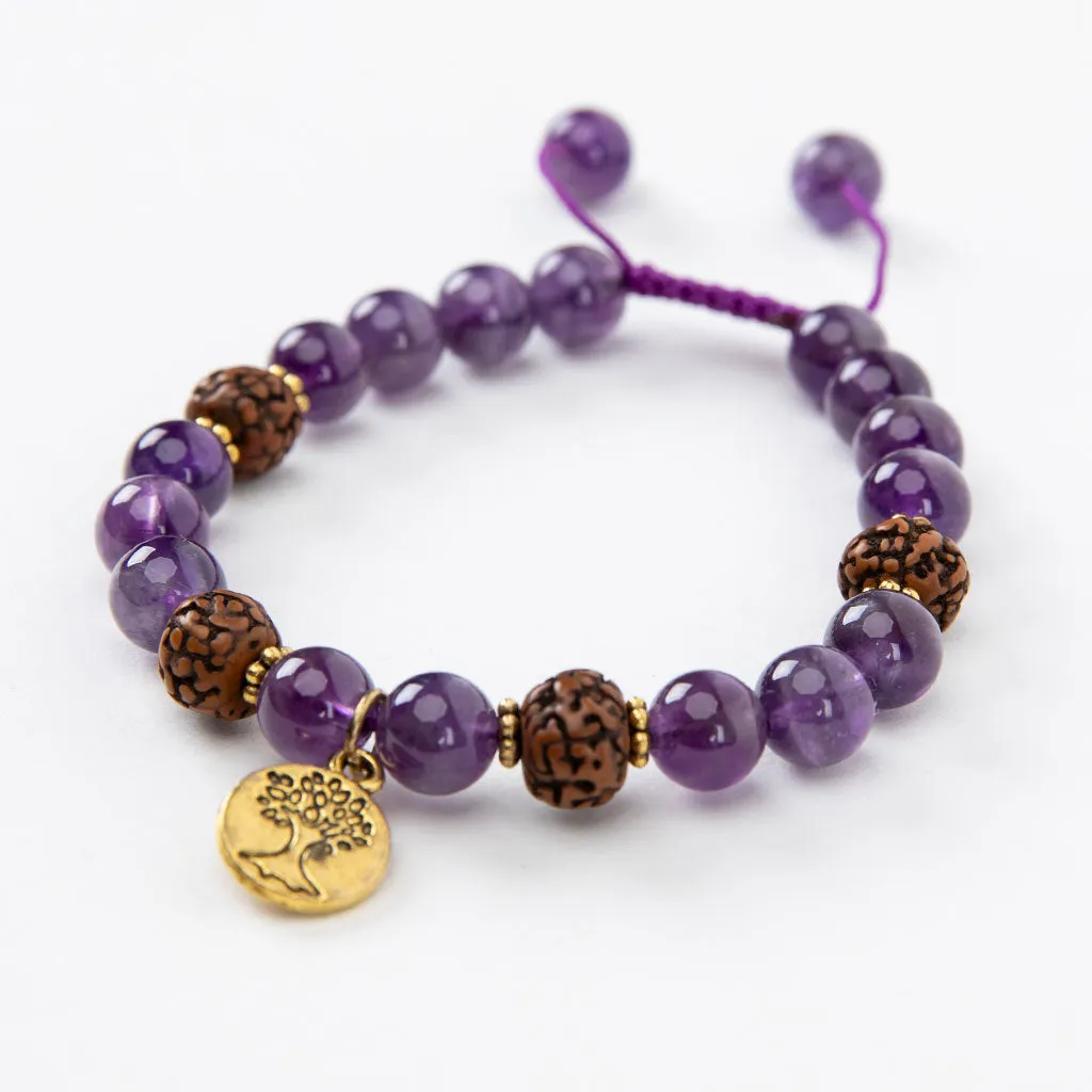 Amethyst & Gold Tree of Life Bracelet