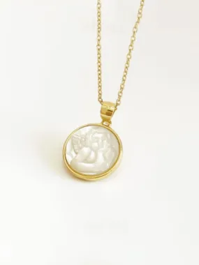 Angel Necklace 925 Sterling Silver Gold Vermeil Mother of Pearl Pendant