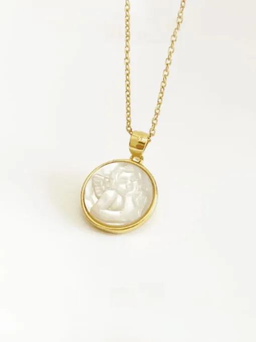 Angel Necklace 925 Sterling Silver Gold Vermeil Mother of Pearl Pendant