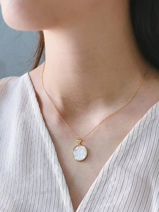 Angel Necklace 925 Sterling Silver Gold Vermeil Mother of Pearl Pendant