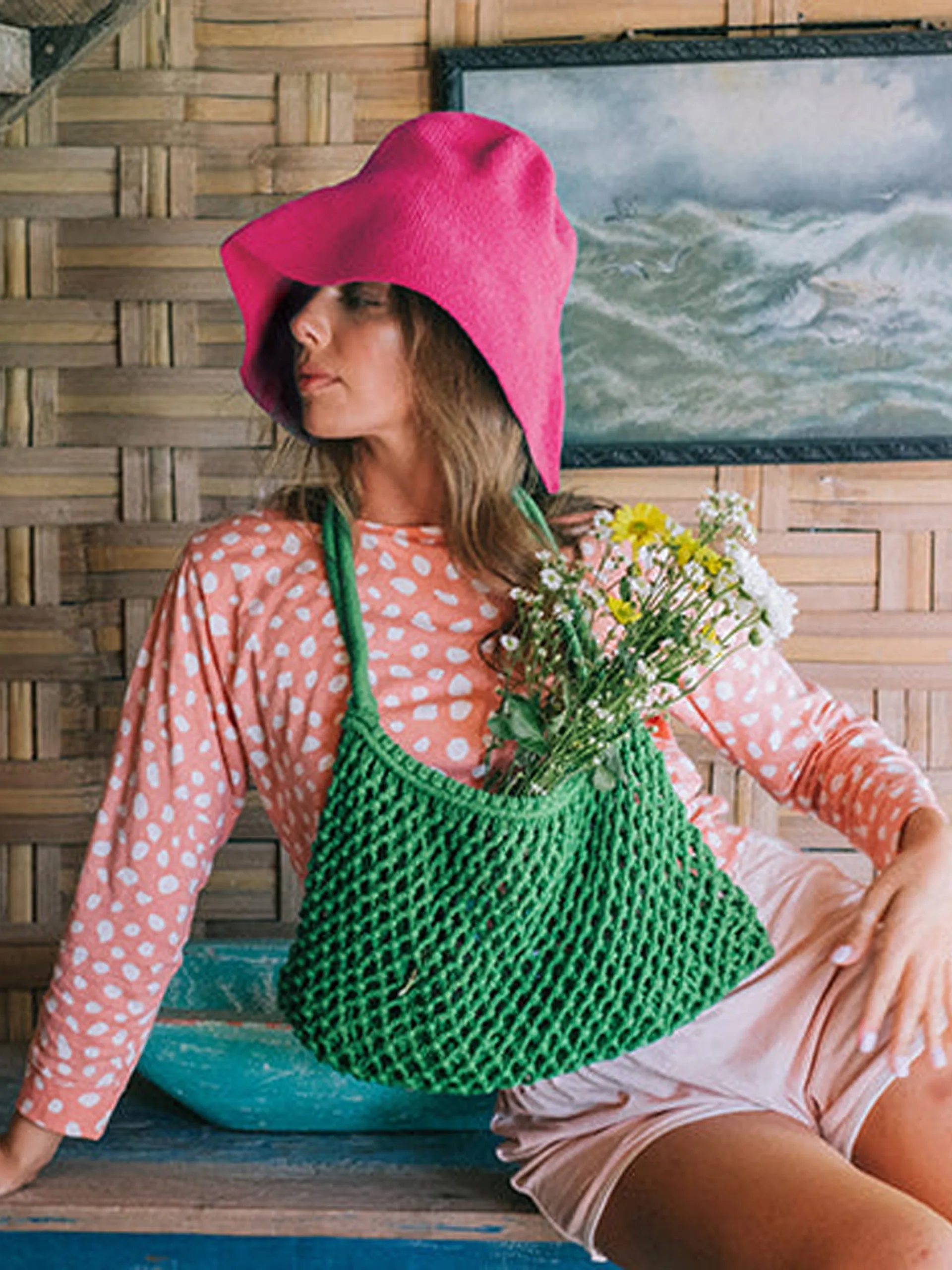 Bloom crochet hat in hot pink