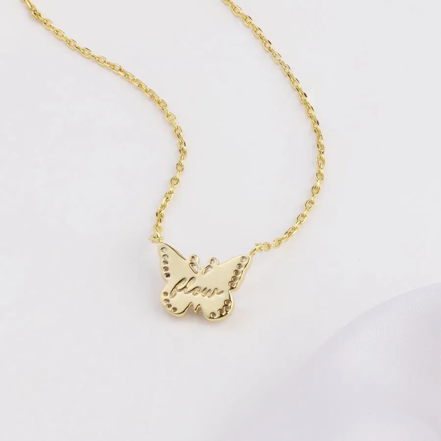 Butterfly Pearl & Gold Necklace