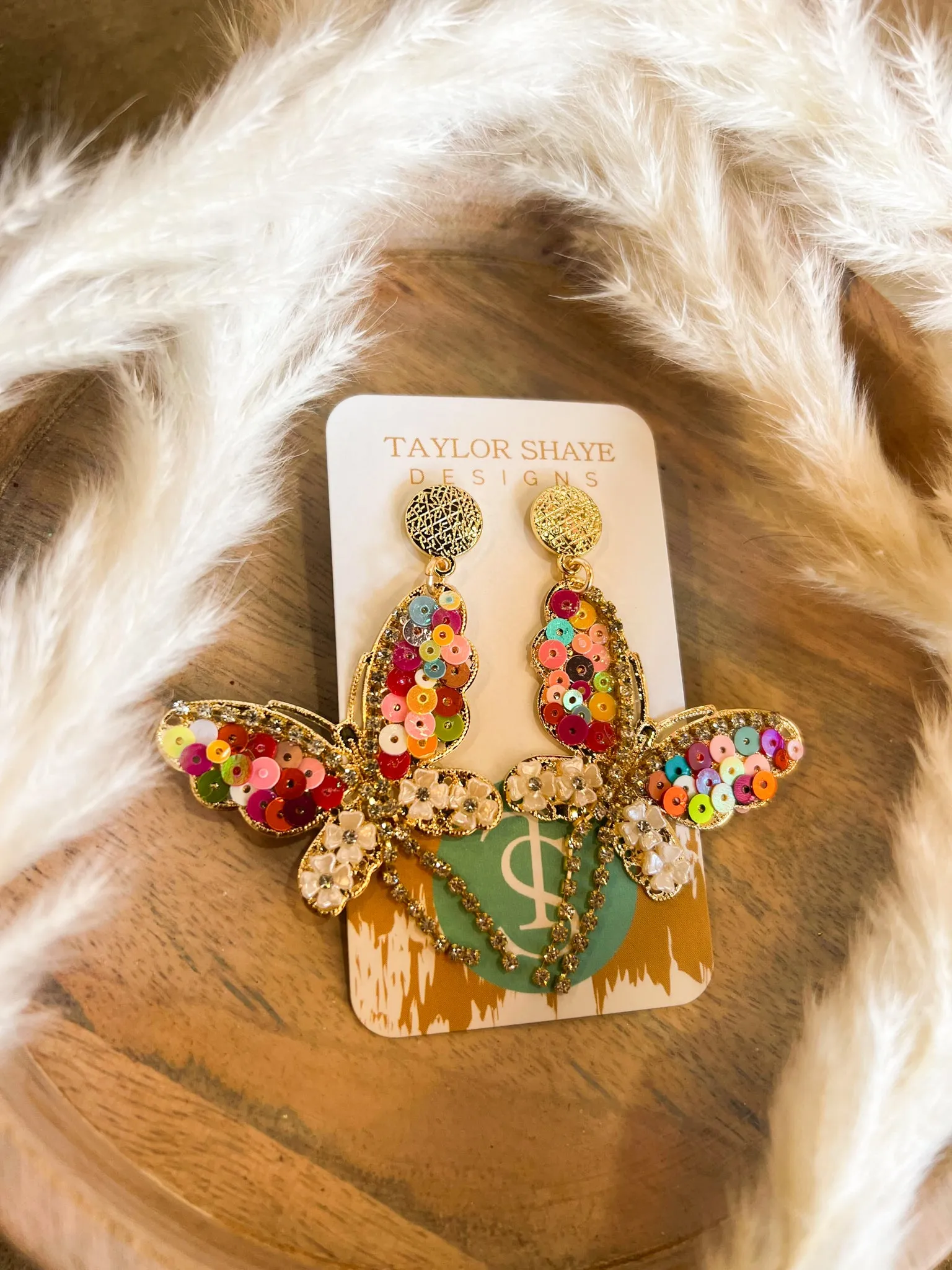 Butterfly Sequin Drop Earrings