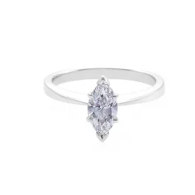 Certified Marquise Cut Diamond Solitaire Ring in White Gold