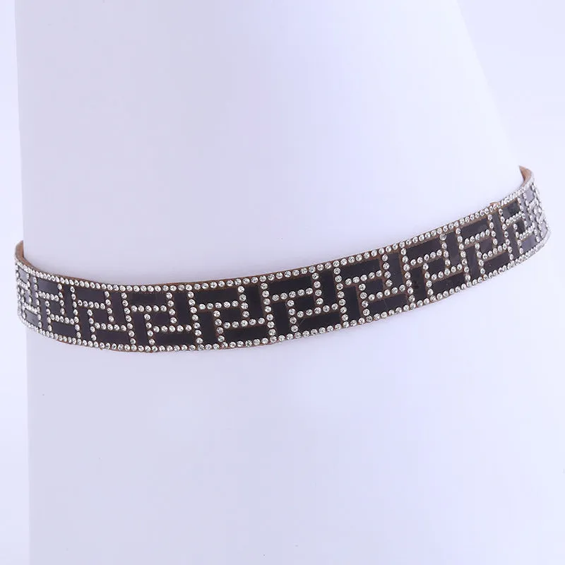 Crystal Adjustable Leather Hat Bands