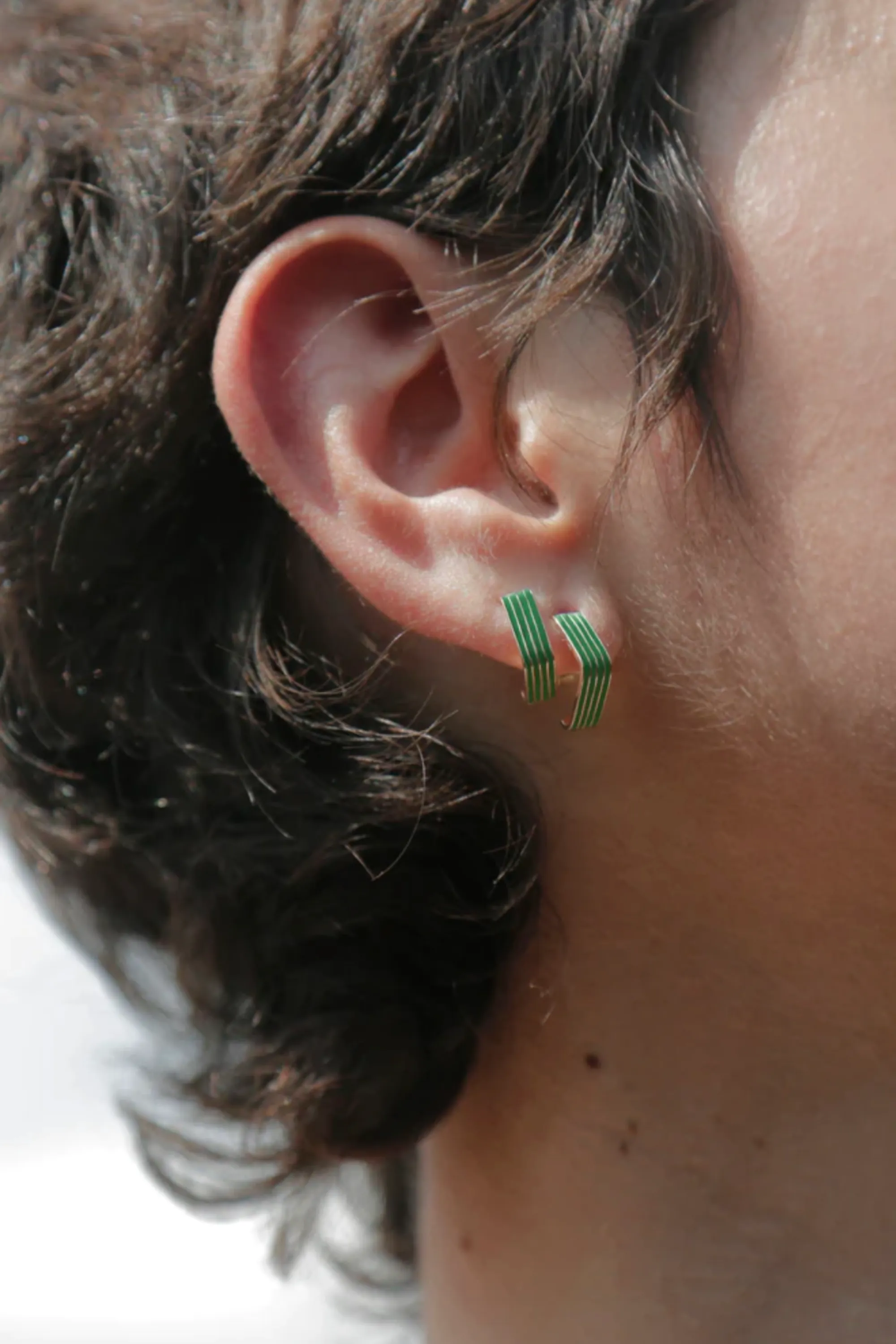 Cuadrado Rayado Earrings, Green