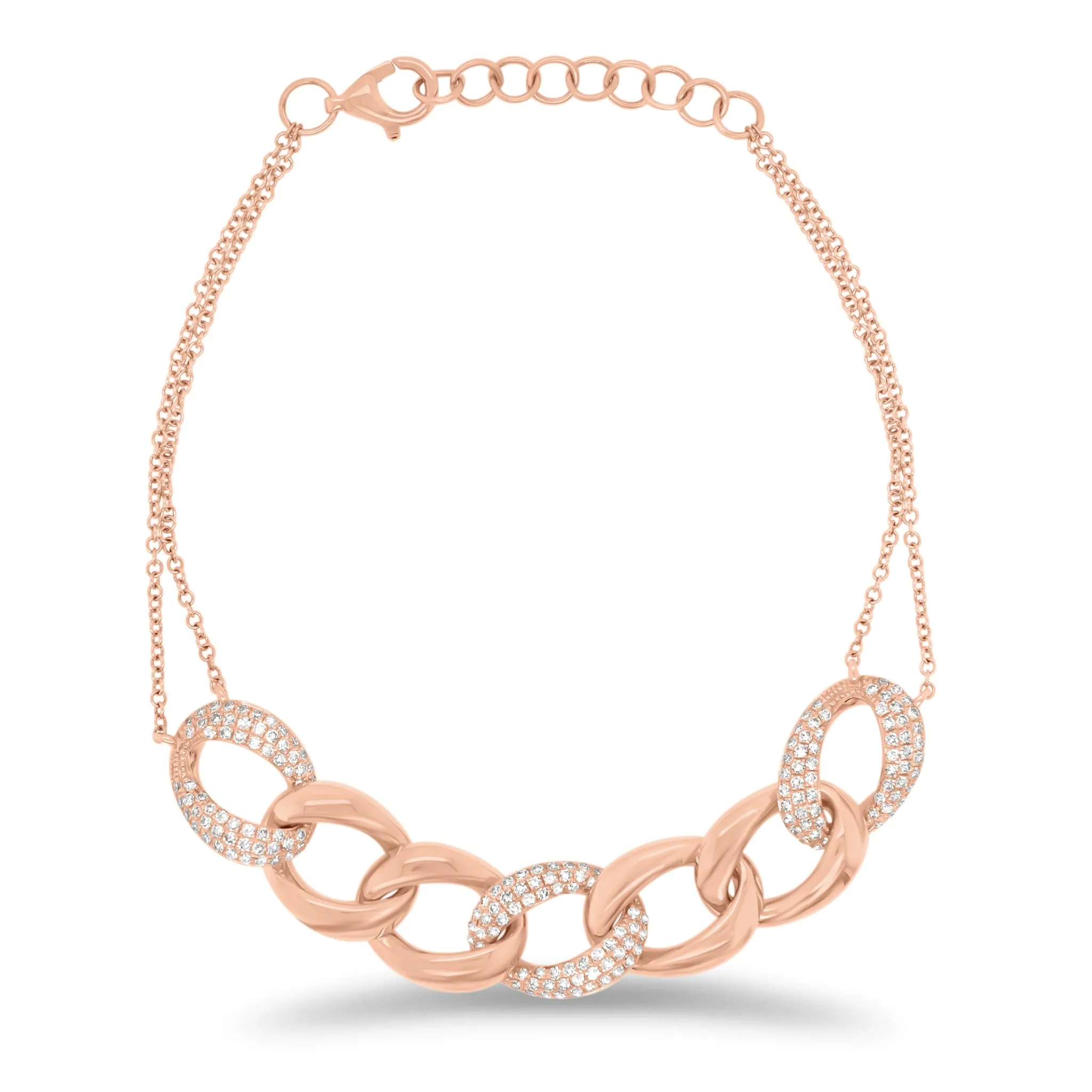 Diamond Link Double Cable Chain Bracelet