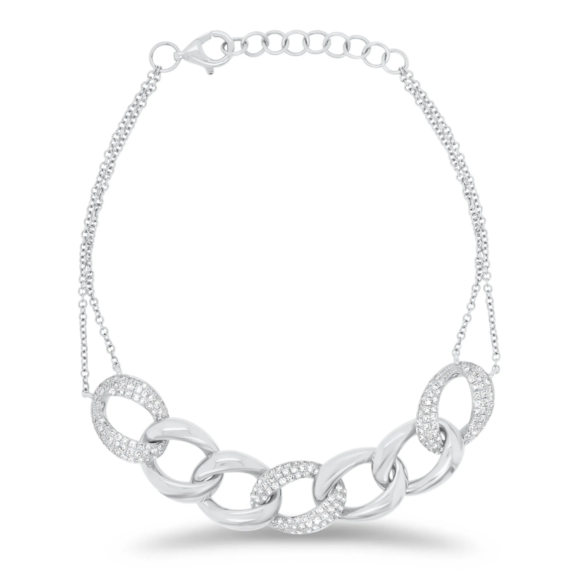Diamond Link Double Cable Chain Bracelet