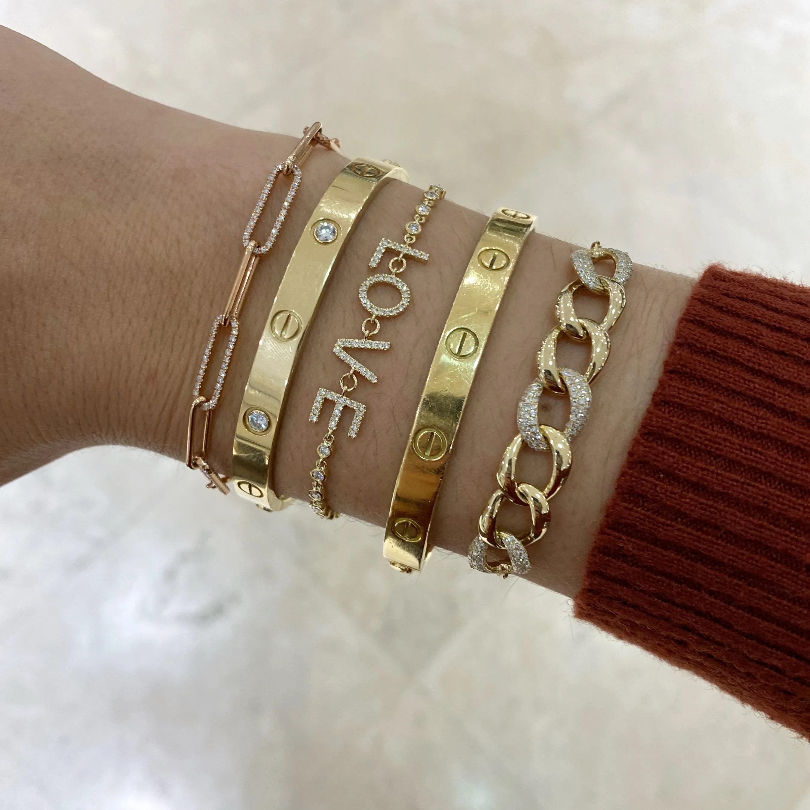 Diamond Link Double Cable Chain Bracelet