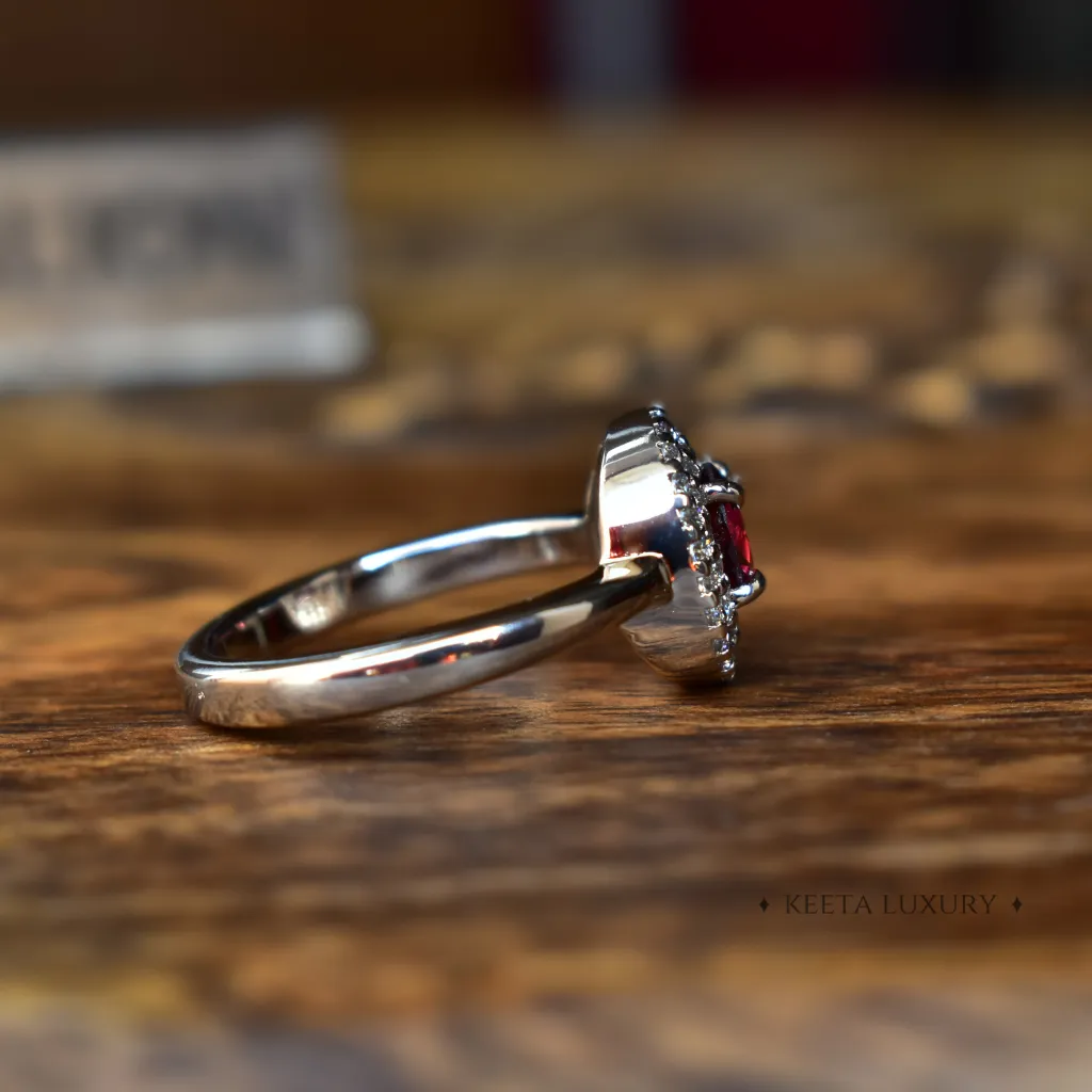 Double Halo - Garnet Ring
