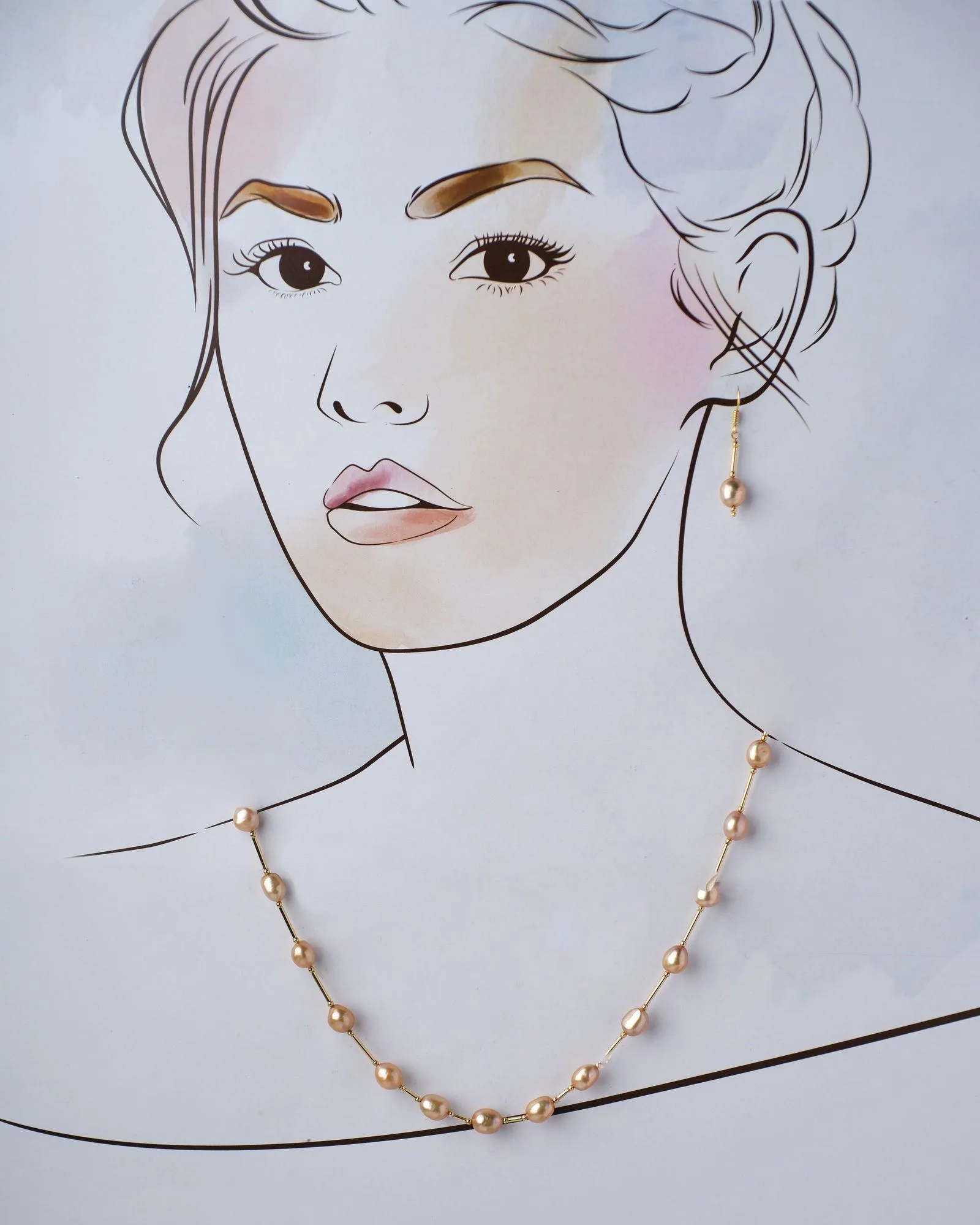 Fancy Brown Pearl Necklace Set