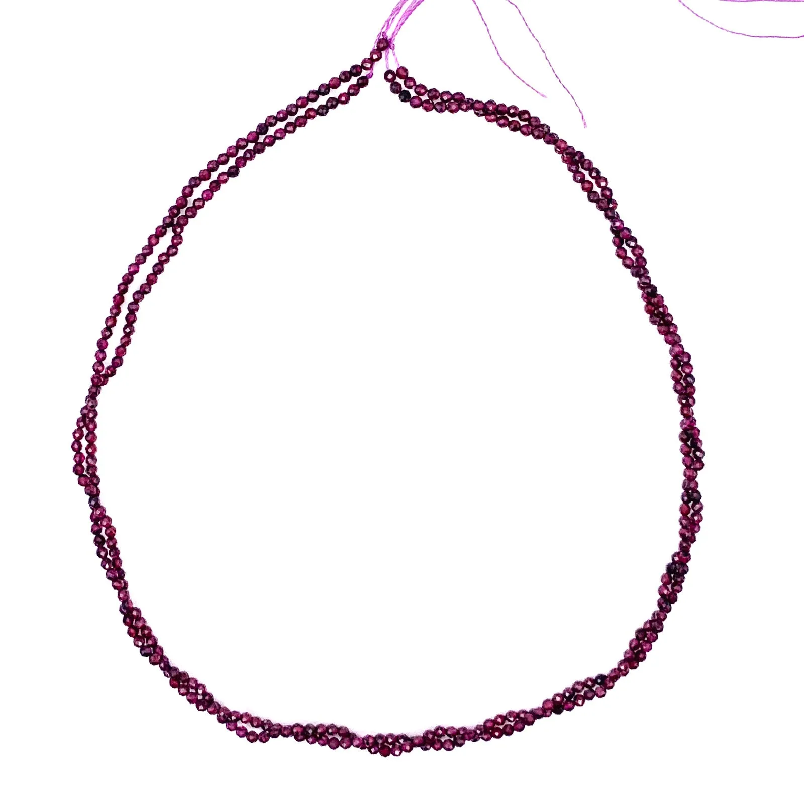 Garnet 2mm Faceted Round Bead Strand