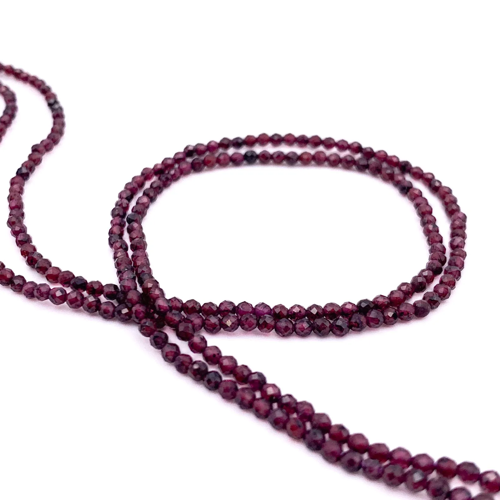 Garnet 2mm Faceted Round Bead Strand