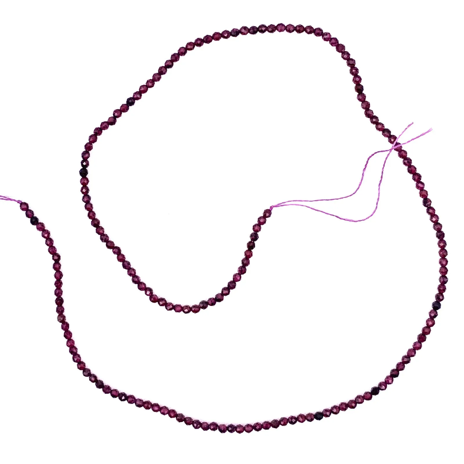 Garnet 2mm Faceted Round Bead Strand