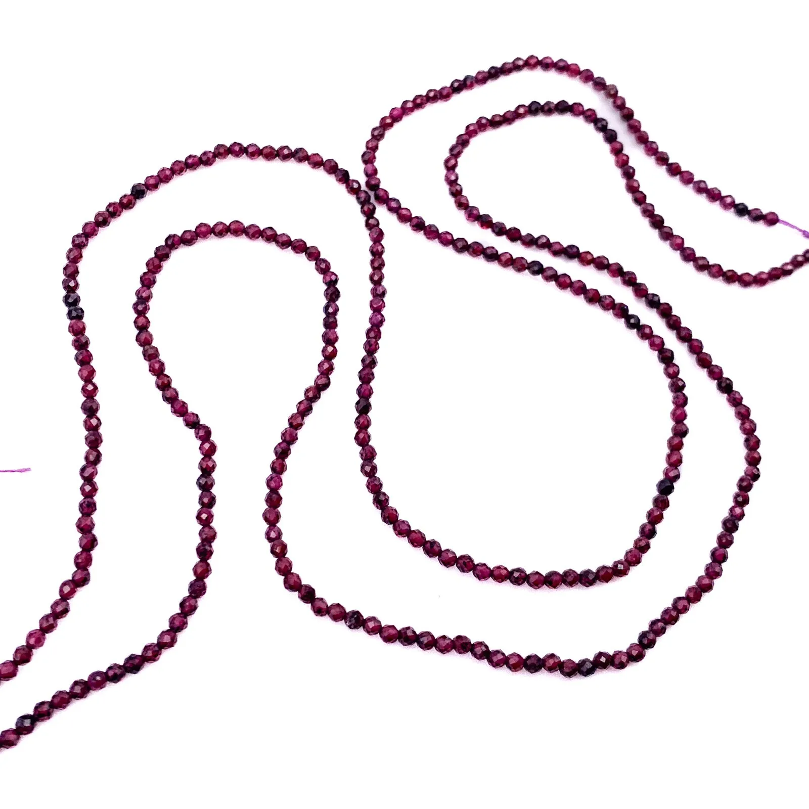 Garnet 2mm Faceted Round Bead Strand