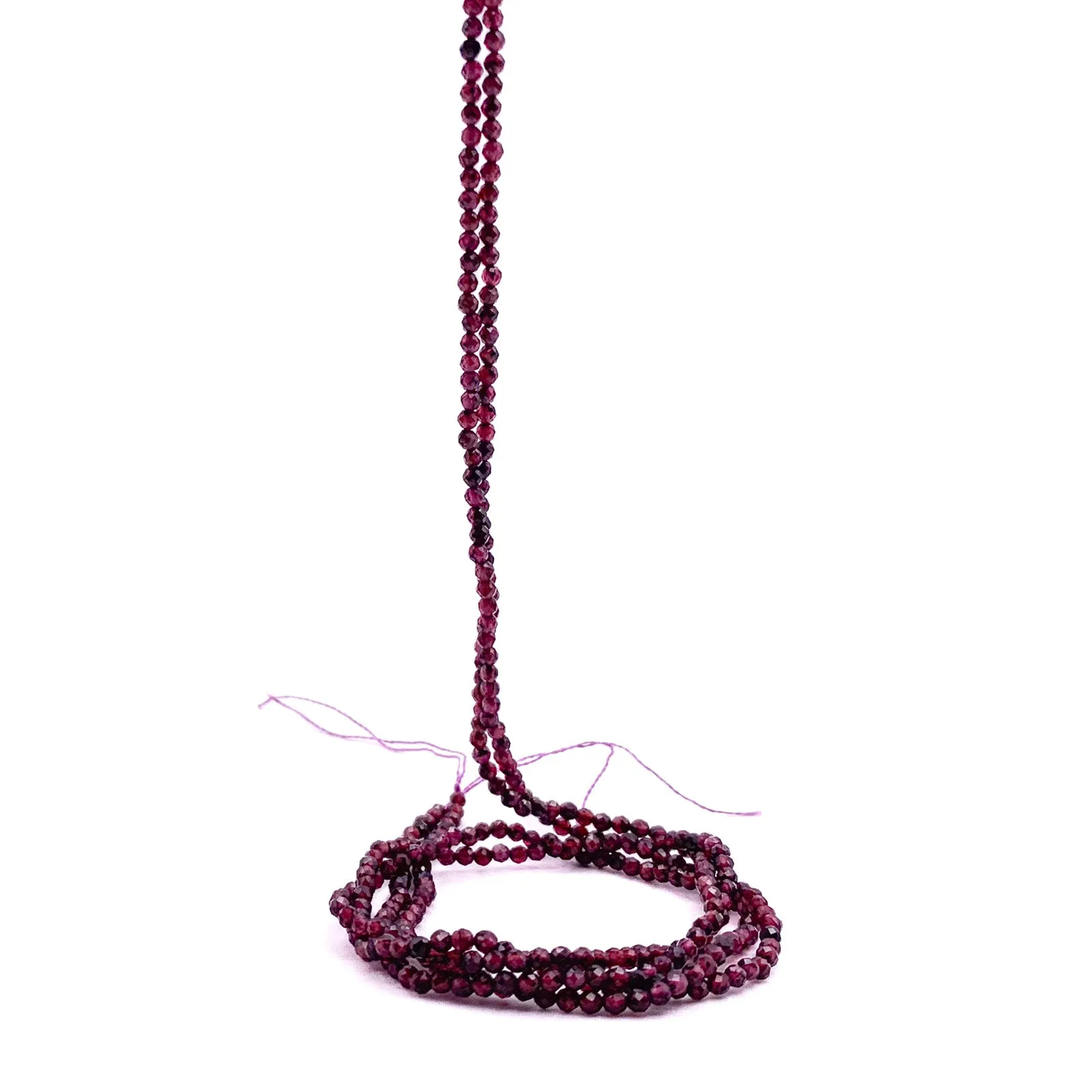 Garnet 2mm Faceted Round Bead Strand