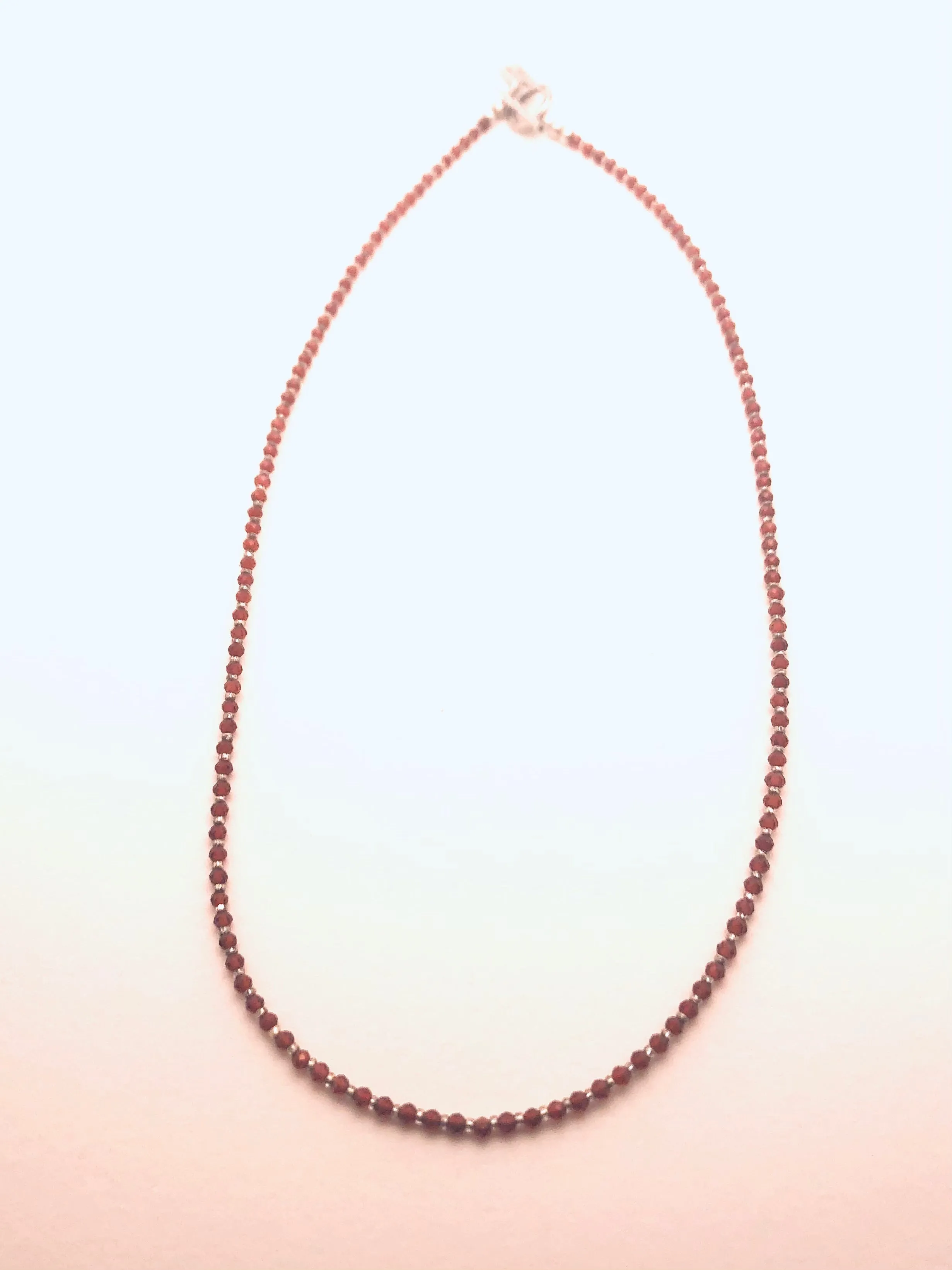 Garnet and Hill Tribe Silver Necklace