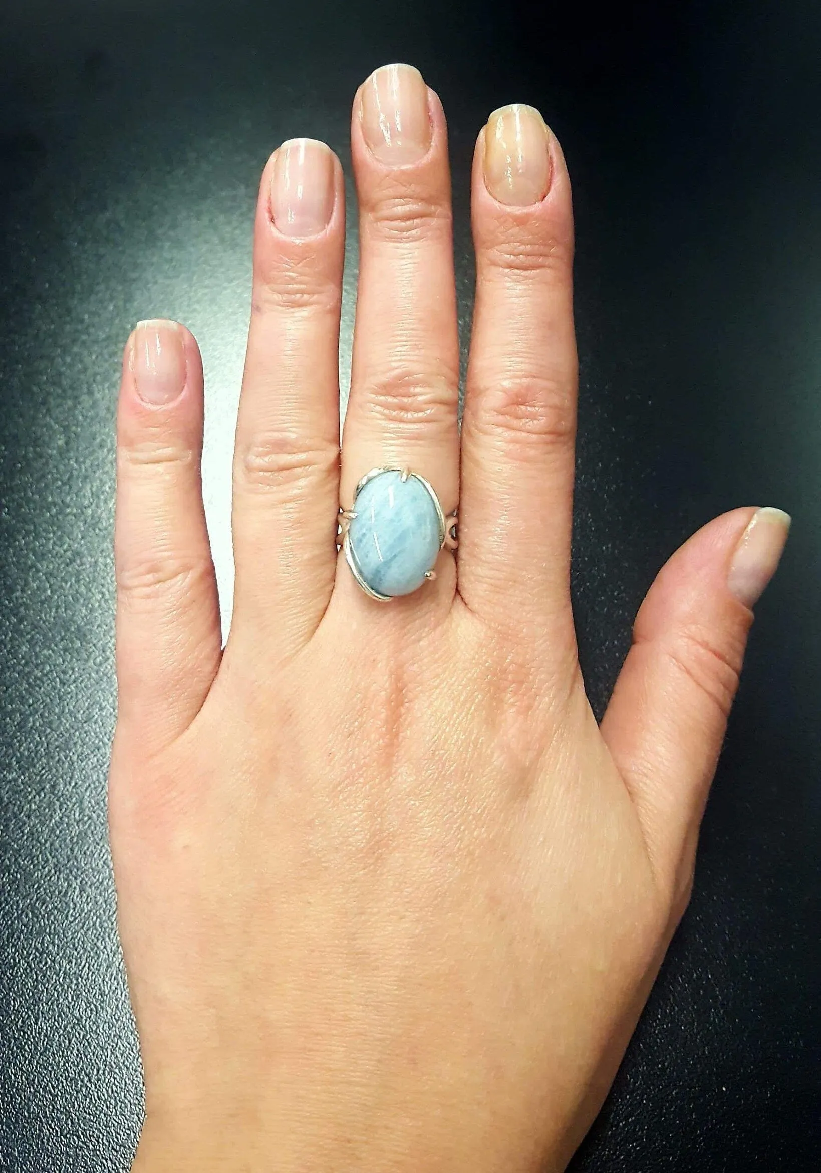 Genuine Aquamarine Ring - Large Blue Ring - Vintage Solitaire Ring
