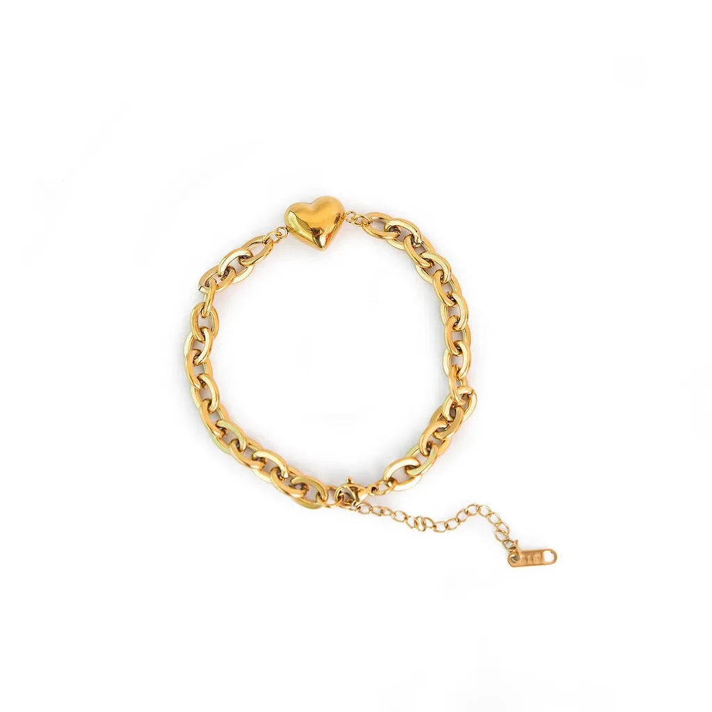 Gold Chain Heart Bracelet
