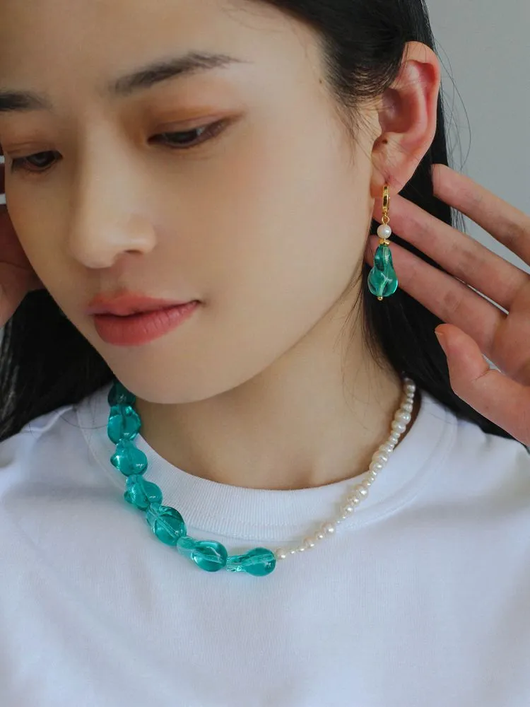 Green Baroque Glass Pearl Necklace
