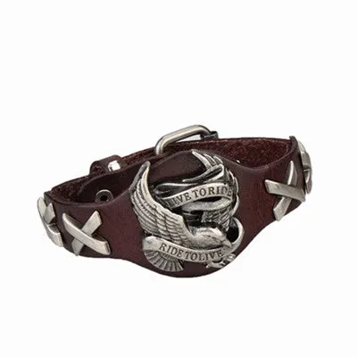 Handmade Leather Wrap "Live to Ride" Cuff