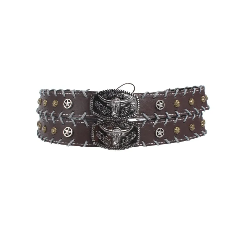 Handwoven Bison Head Leather Hat  Hat Bands