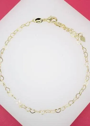 Heart Outline Charm Anklet