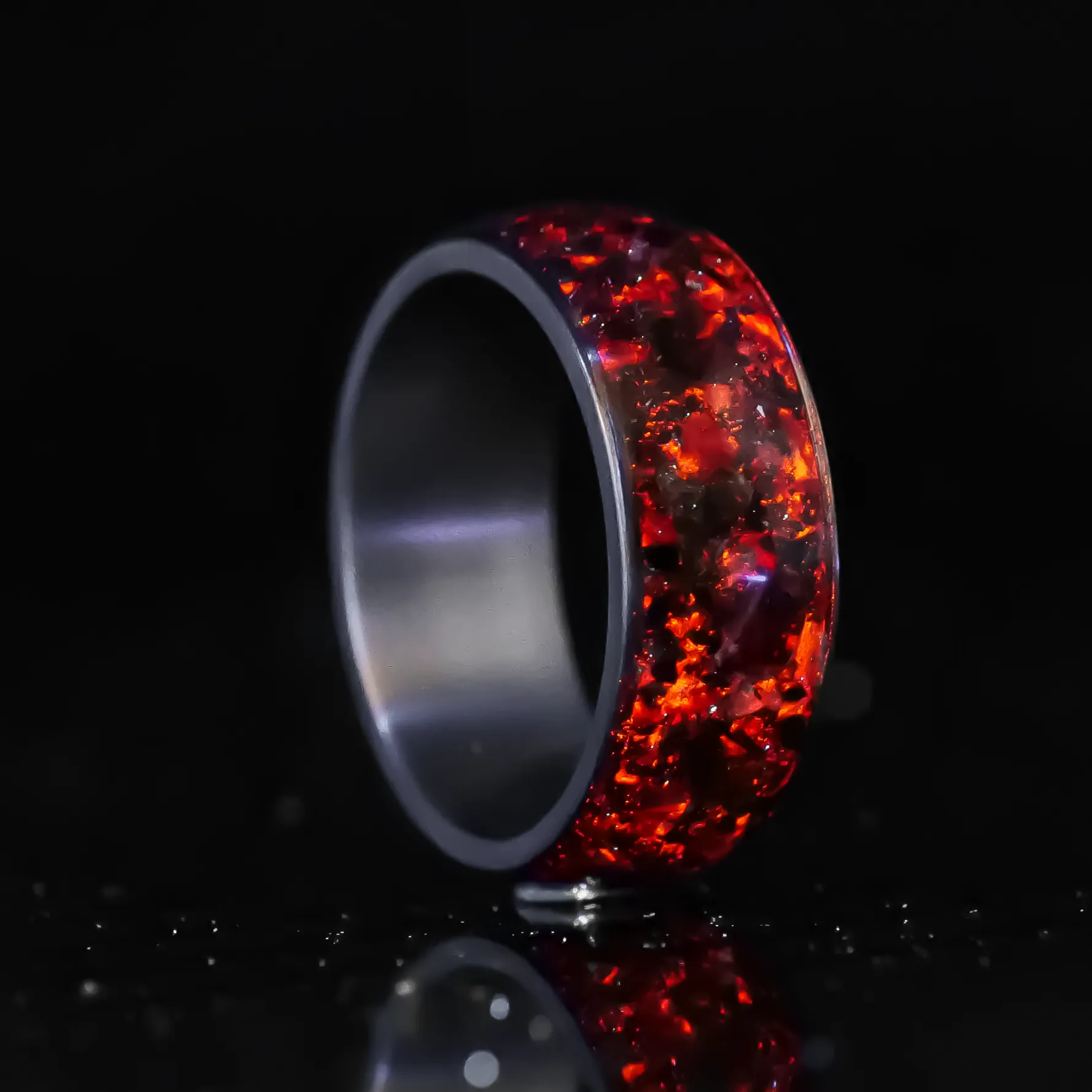 Hellfire Halo Glowstone Ring on Titanium
