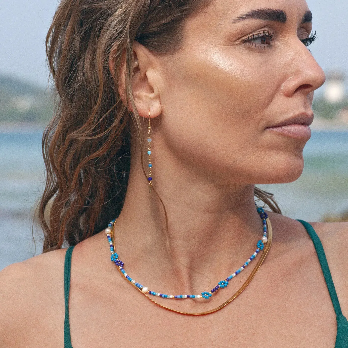 Jasper - Bead Earrings Stainless Steel