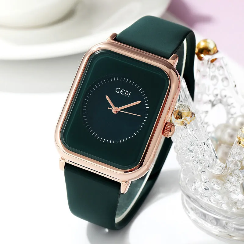 Jelly Color Simple Silicone Small Square Watch Student Quartz Waterproof Watch