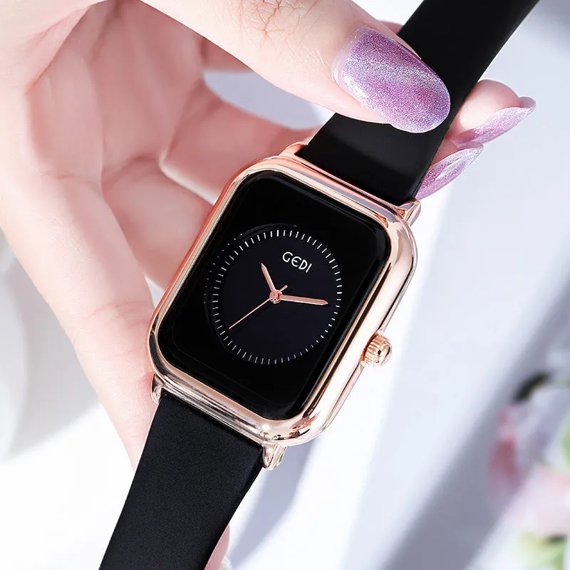 Jelly Color Simple Silicone Small Square Watch Student Quartz Waterproof Watch