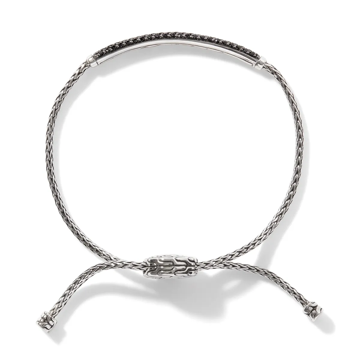 John Hardy Classic Chain Silver Adjustable Bracelet with Black Sapphire & Spinel, Size M-L