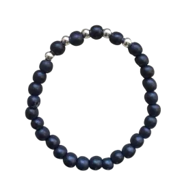Kenley Sterling Silver Black Wood 6mm Bracelet