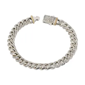 Konstantino Mens Laconia Silver and 18K Gold Link Bracelet
