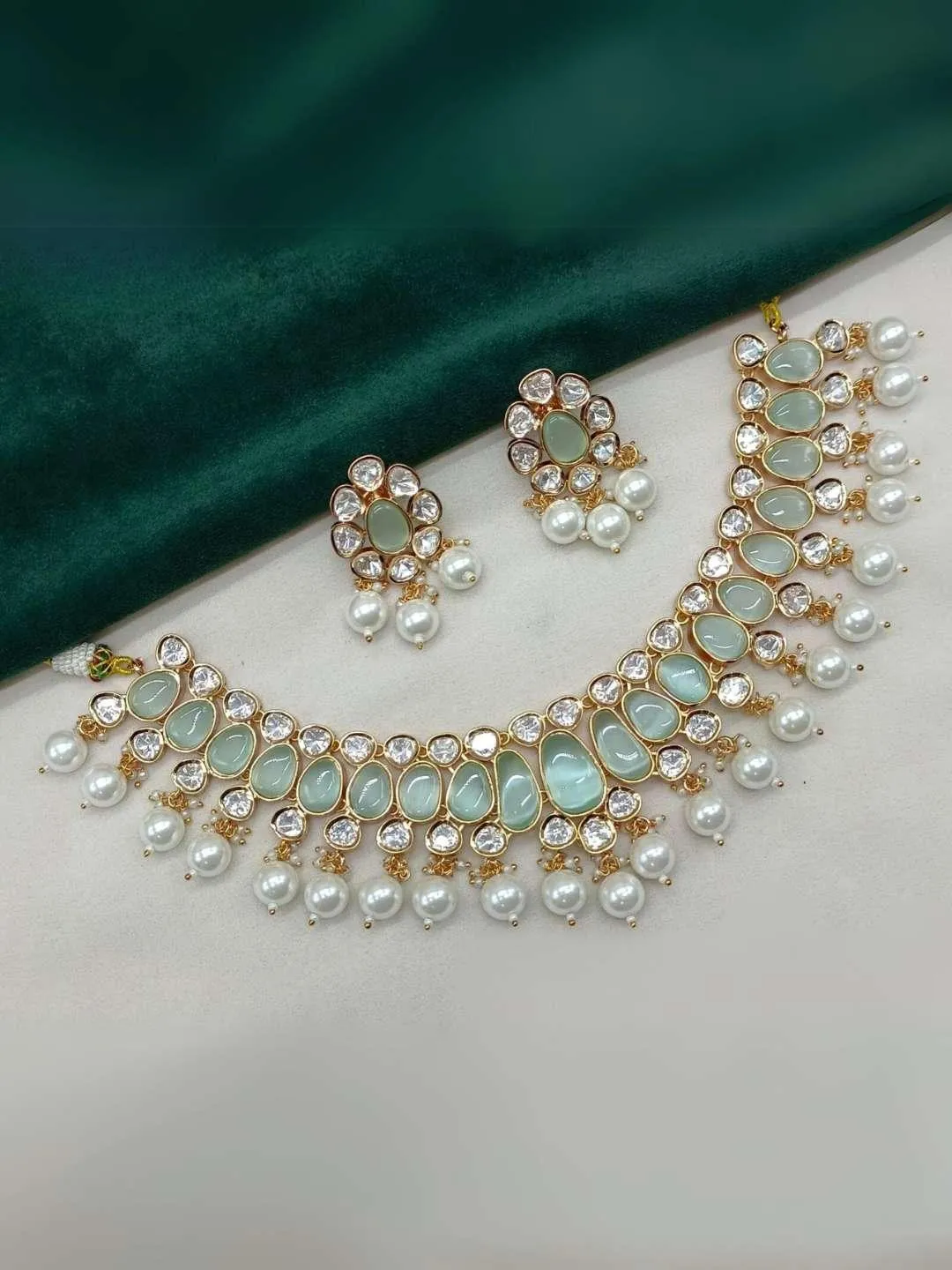 Kundan And Beads Studded Choker Necklace Set