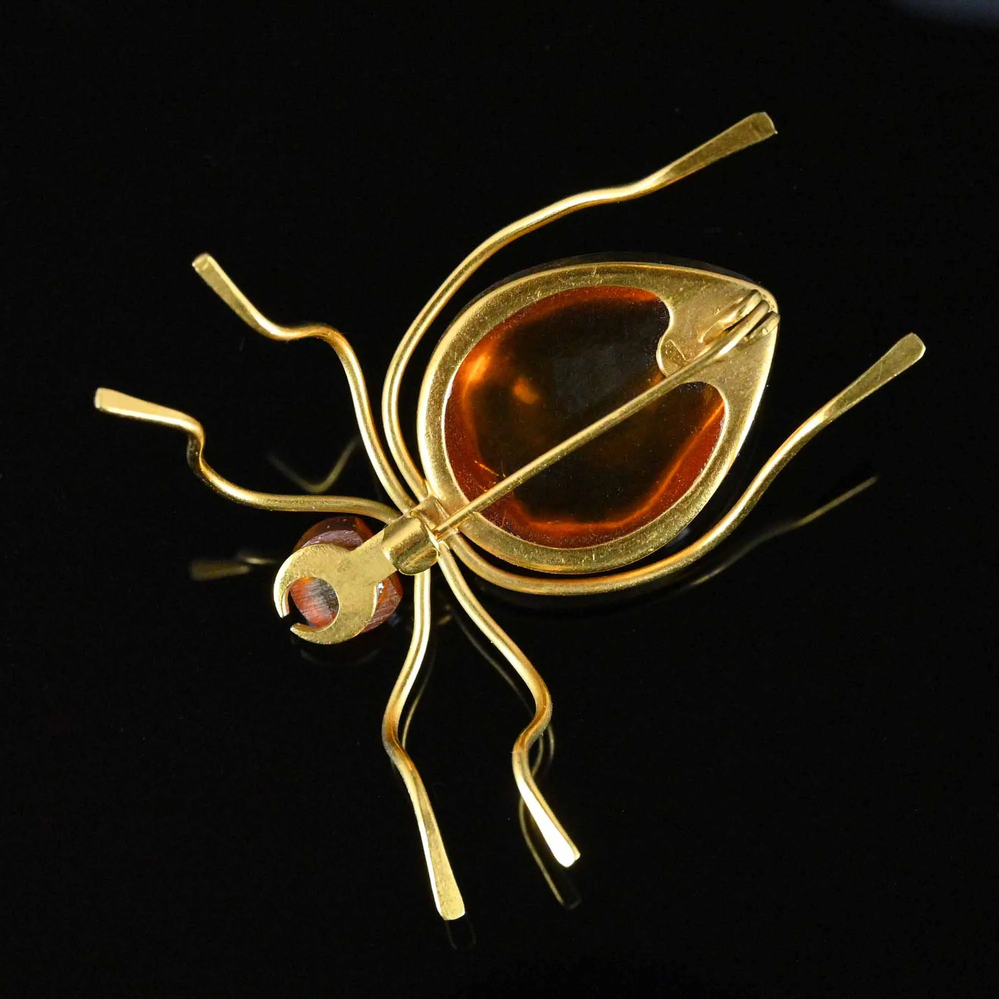 Large Russian Amber Bug Insect Brooch