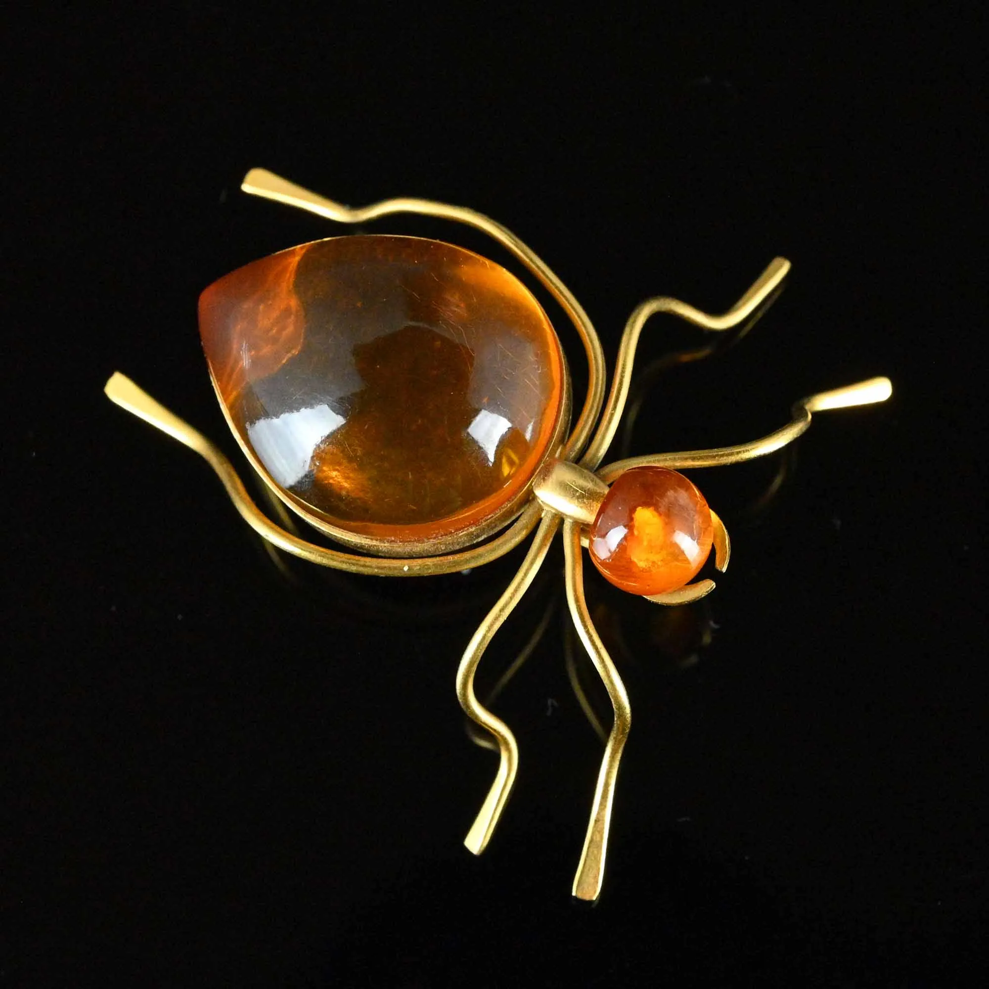 Large Russian Amber Bug Insect Brooch