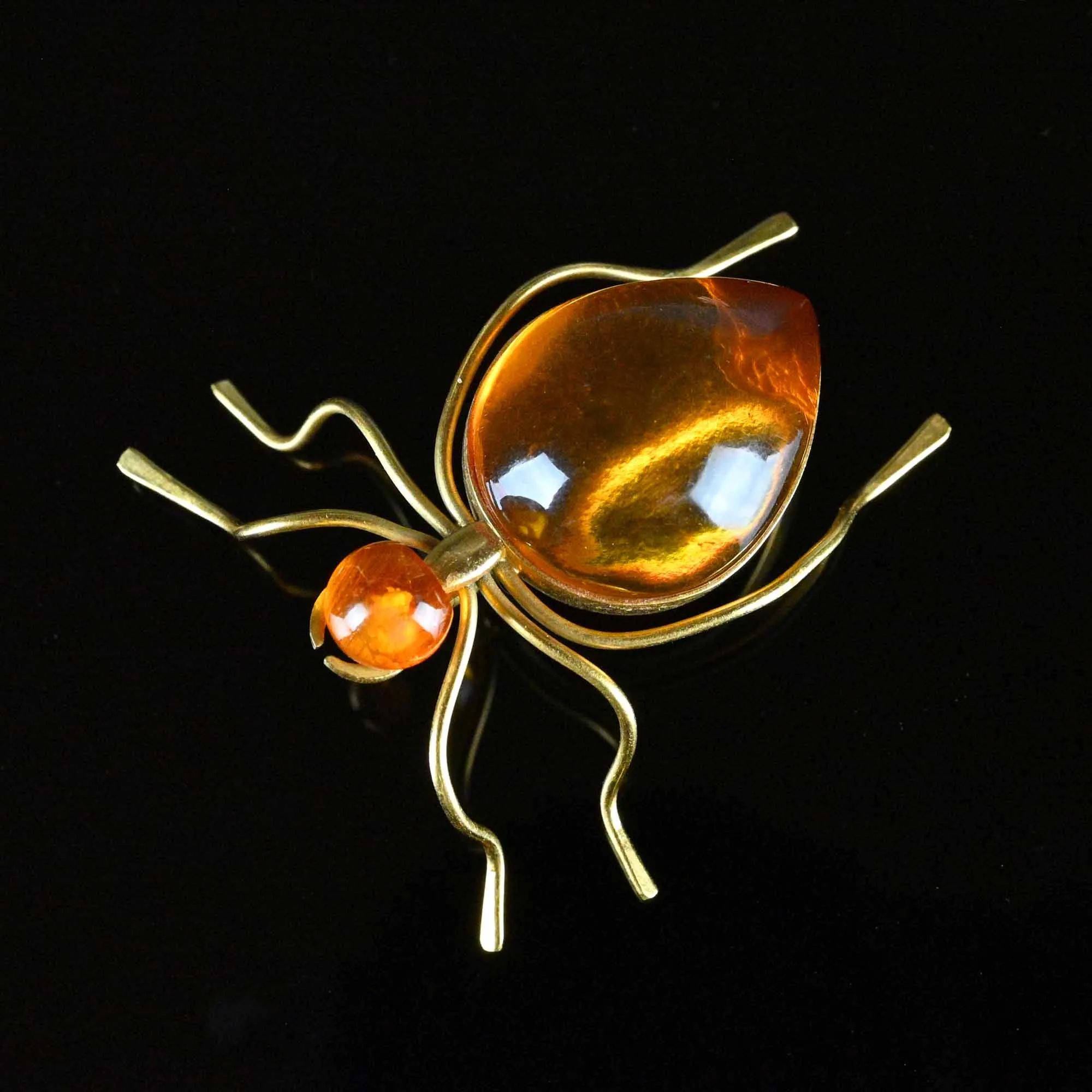 Large Russian Amber Bug Insect Brooch