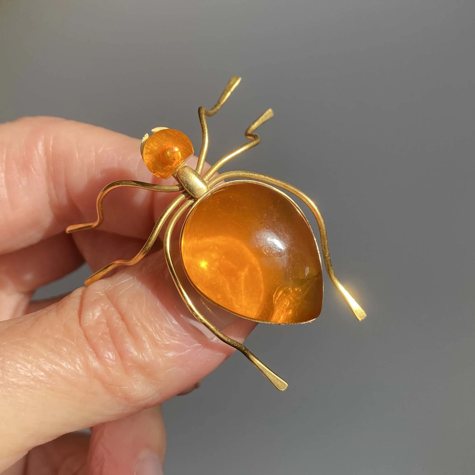 Large Russian Amber Bug Insect Brooch