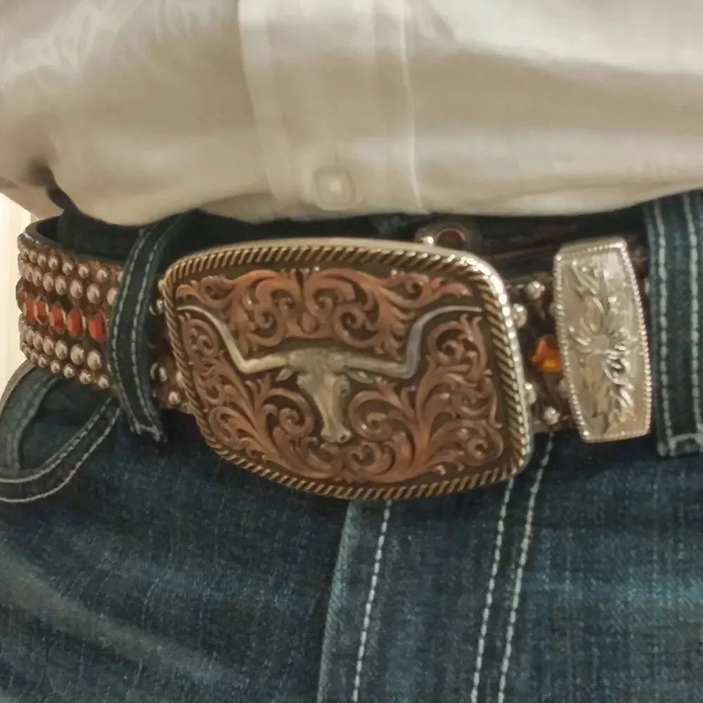 Montana Silversmith Tri-Color Champion Texas Longhorn Buckle