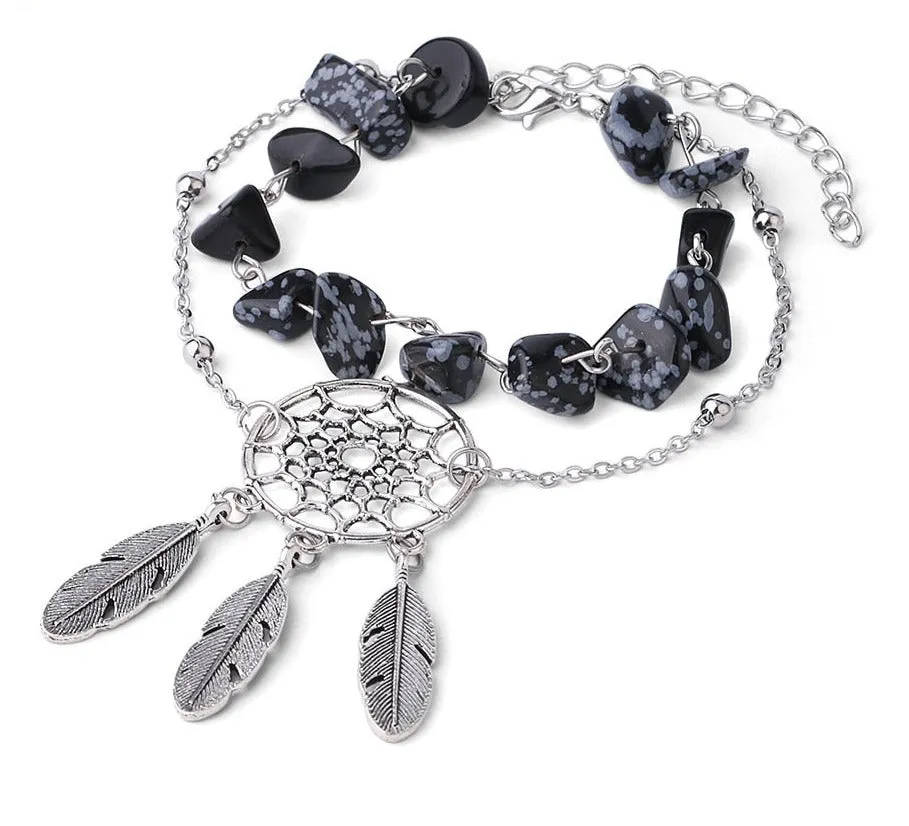 Natural Stone Chip Two Layer Shell Pearl Ankle