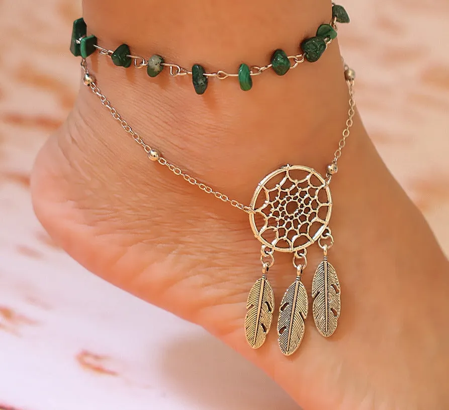 Natural Stone Chip Two Layer Shell Pearl Ankle