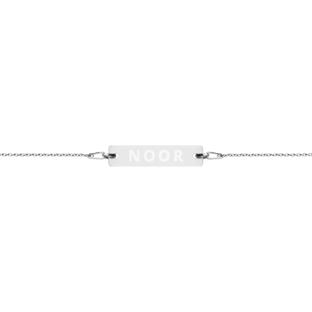 Noor Engraved Silver Bar Chain Bracelet